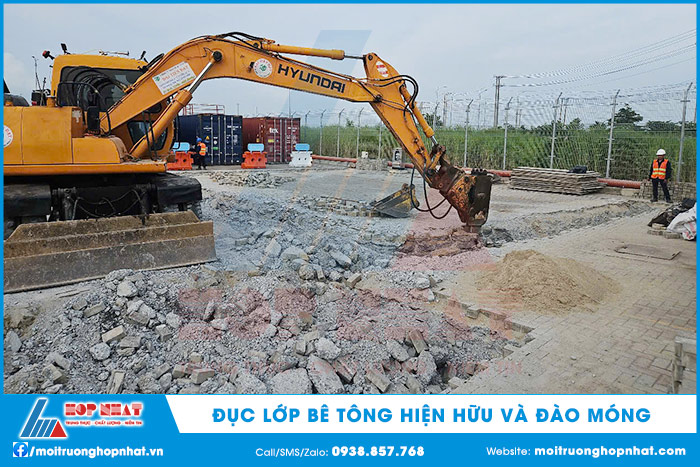 Đục bê tông và đào móng