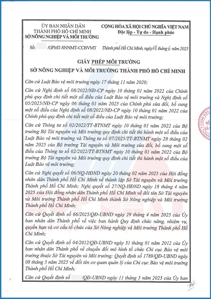 Giấy phép môi trường khách sạn