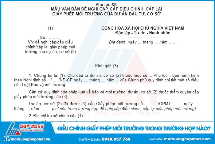 Điều Chỉnh Giấy Phép Môi Trường Trong Trường Hợp Nào?