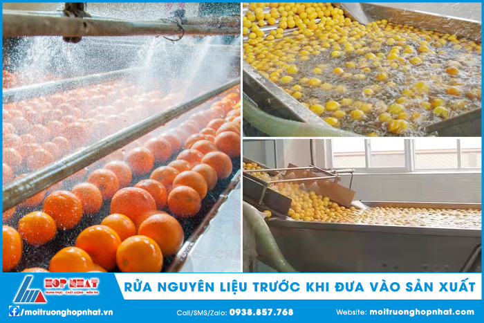 Rửa nguyên liệu trước khi đưa vào sản xuất
