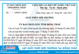 Tư Vấn, Lập Giấy Phép Môi Trường Tại Đồng Tháp