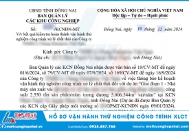 Lập hồ sơ vận hành thử nghiệm công trình xử lý chất thải tại Đồng Nai