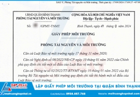 Tư Vấn Thực Hiện Giấy Phép Môi Trường Tại Quận Bình Thạnh