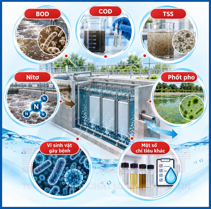 Các chỉ tiêu trong nước thải công nghệ MBR có thể xử lý