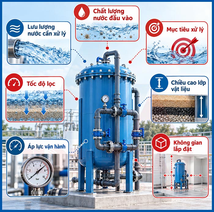 Các yếu tố cần lưu ý khi thiết kế hệ thống lọc áp lực