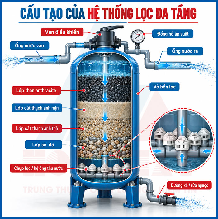 Cấu tạo của hệ thống lọc đa tầng
