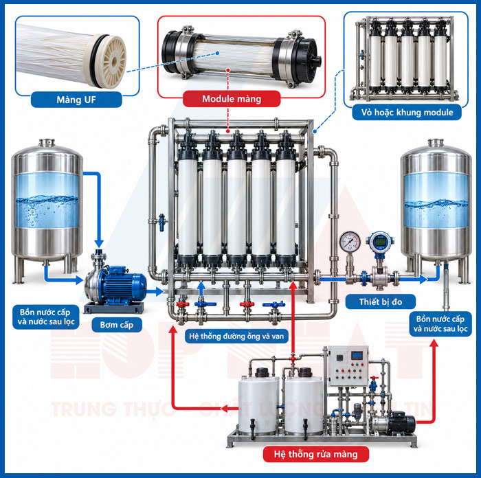 Cấu tạo của hệ thống lọc UF