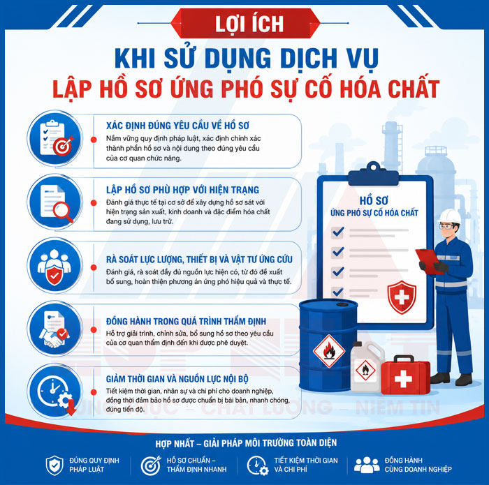 Lợi ích khi sử dụng dịch vụ lập hồ sơ ứng phó sự cố hóa chất
