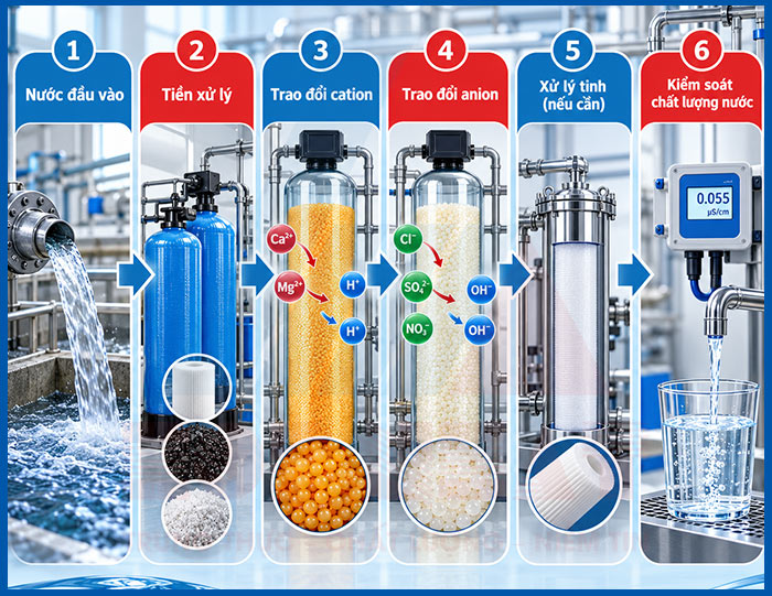 Nguyên lý hoạt động của hệ thống lọc nước DI