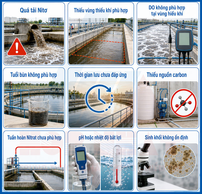 Một số nguyên nhân khiến Tổng Nitơ sau xử lý vẫn cao