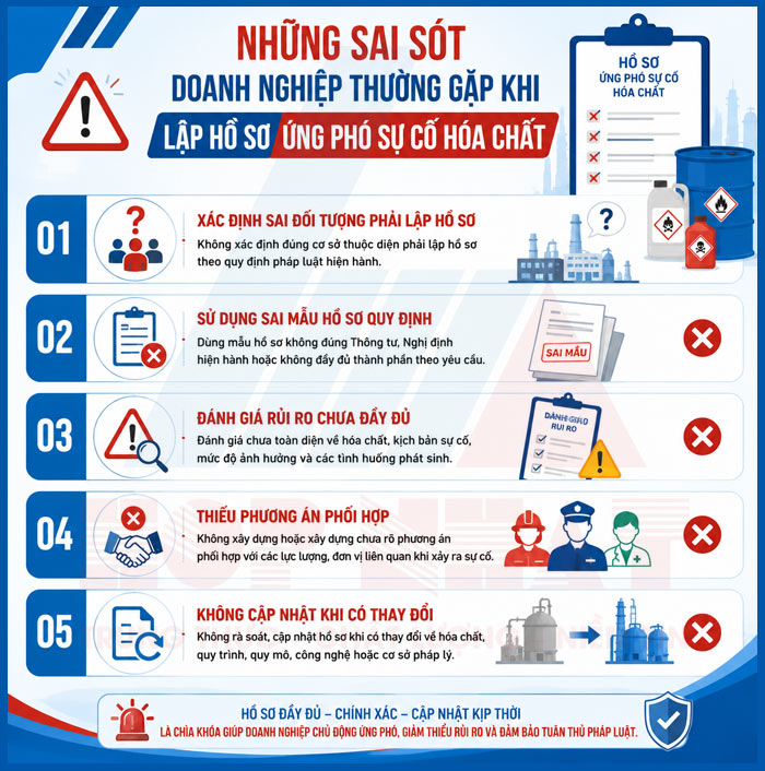 Sai sót thường gặp khi doanh nghiệp lập hồ sơ ứng phó sự cố hóa chất