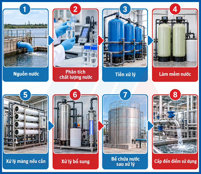 Quy trình xử lý nước cấp (ảnh minh họa)