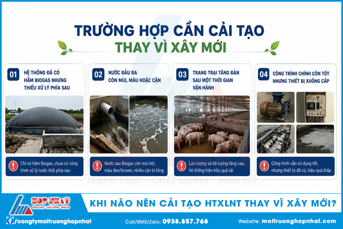 Trường hợp cần cải tạo hệ thống XLNT thay vì xây mới 