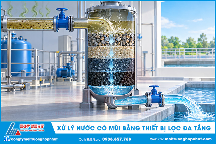 Xử lý nước có mùi bằng thiết bị lọc đa tầng
