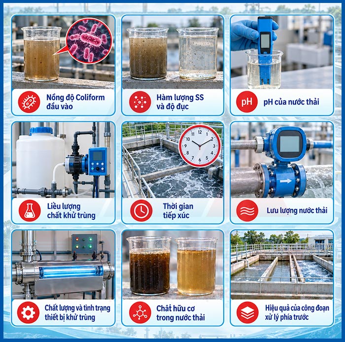 Một số yếu tố ảnh hưởng đến hiệu quả xử lý Coliform trong nước thải