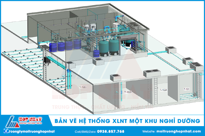 Bản vẽ thiết kế hệ thống XLNT khu nghỉ dưỡng