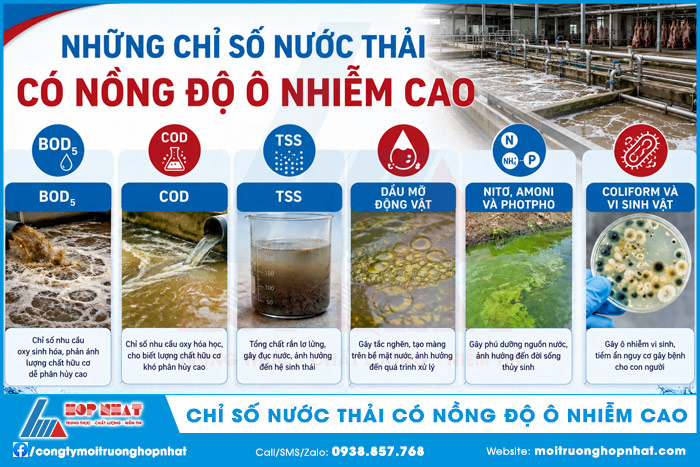 Những chỉ số nước thải có nồng độ ô nhiễm cao