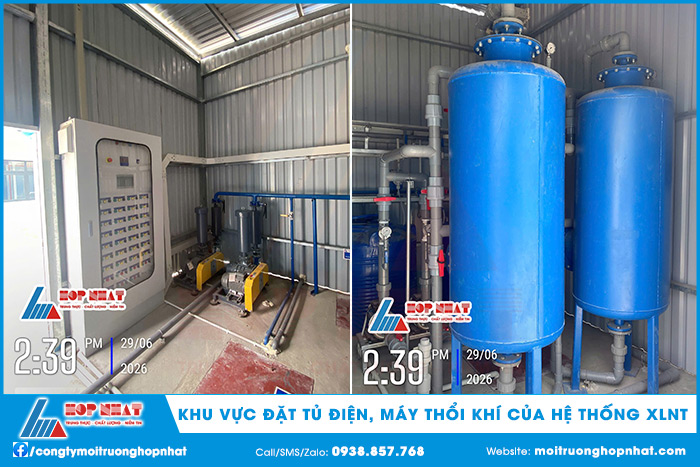 Khu vực đặt tủ điện, máy thổi khí của hệ thống XLNT