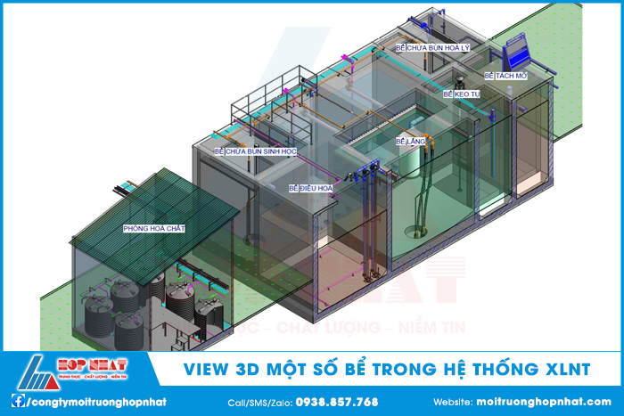 View 3D một số bể trong hệ thống XLNT